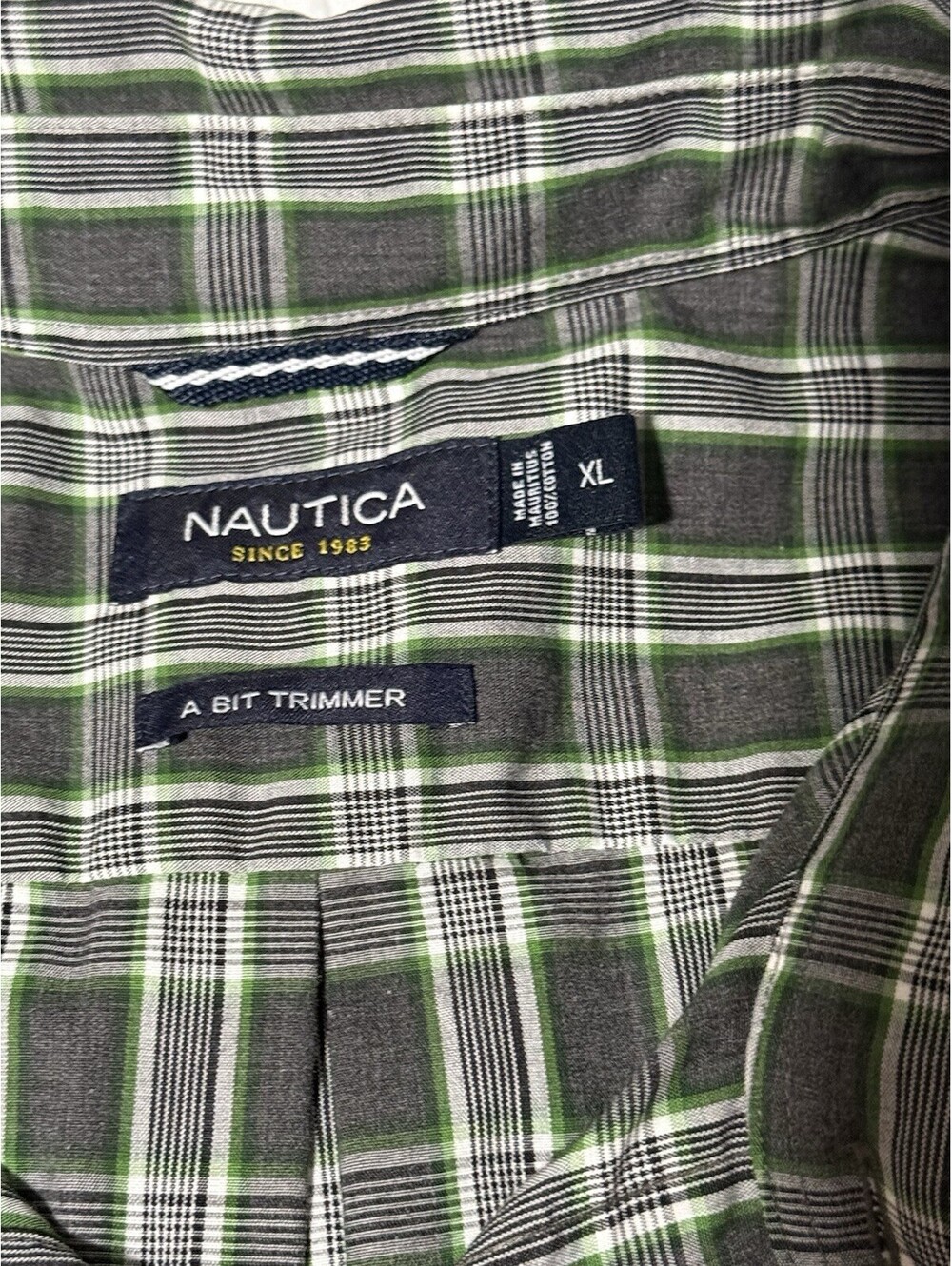 🎄Men’s Dress Shirt Nautica XL Long Sleeve Green Gray - Picture 6 of 12